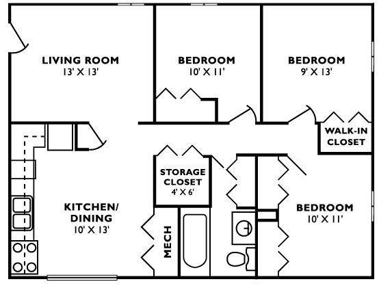 Floorplan - Dunnhill Apartments