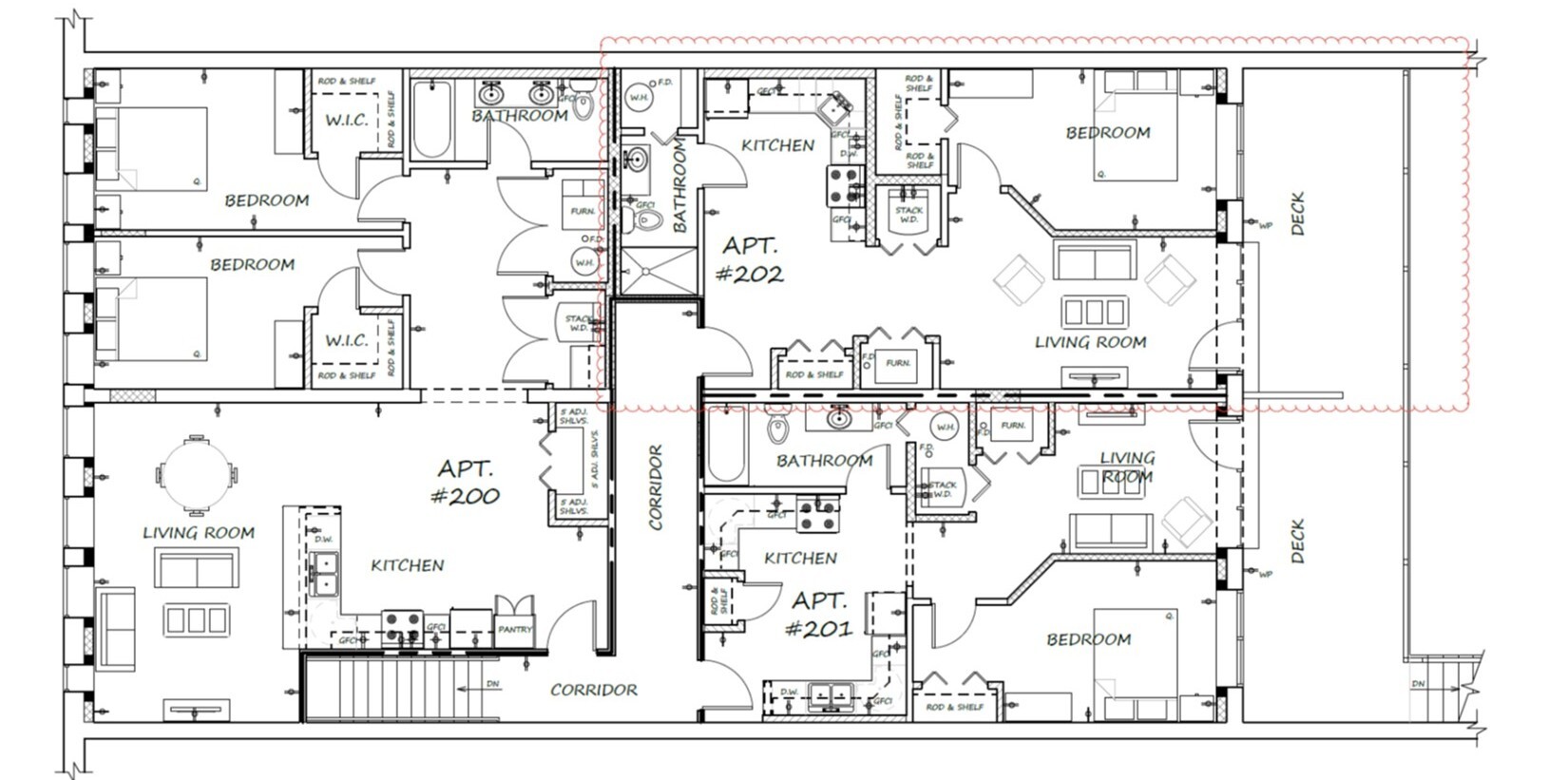 Floor plan of entire upper level - 307 E Main St