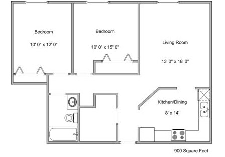 2BR/2BA - Louise