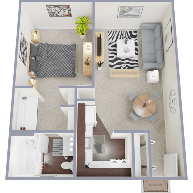 One bedroom, one bath, 520 square foot apartment - Pine Crest
