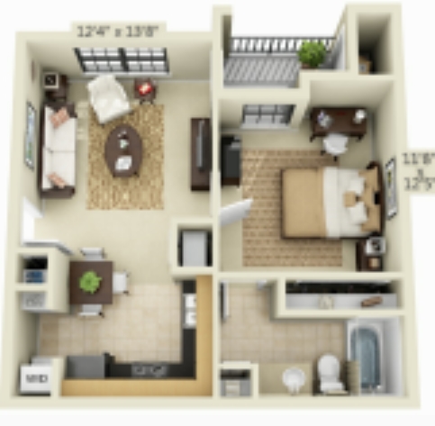 1BR/1BA - The Oasis