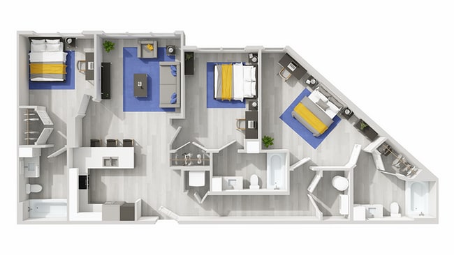 C1 Corner: 3BD | 3BA | 1092 SF - Empire Columbia Apartments