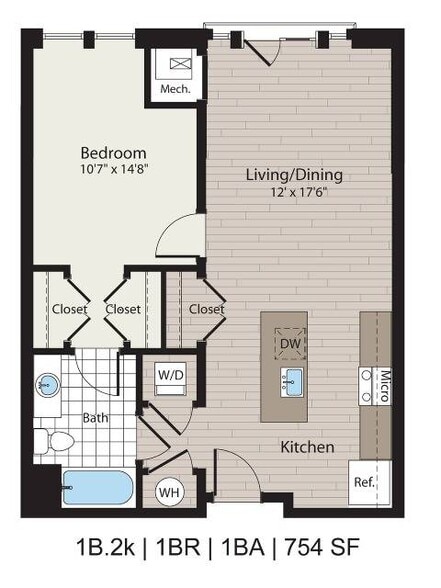 1b.2k 1BD/1BA 754 SF - ICON Residences at The Rotunda