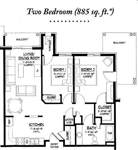 2BR/1BA - Foxbrook Senior Apartments