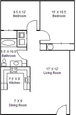 2BR/1BA - Cameron Apartments
