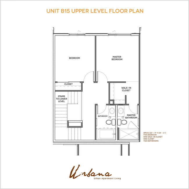 B15 Floorplan (upper level) - Urbana Chula Vista Luxury Apartments