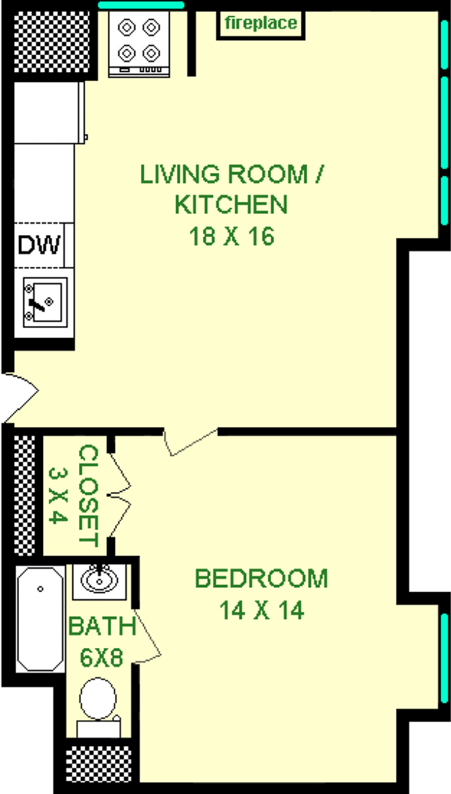 Begonia One Bedroom Floorplan - Baum Grove