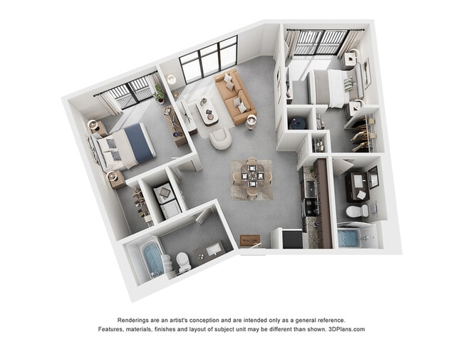 The Kasimir Floor Plan | 2 Bedroom with 2 Bath | 1093 Square Feet | Cottonwood Westside | Apartment Homes - Cottonwood Westside
