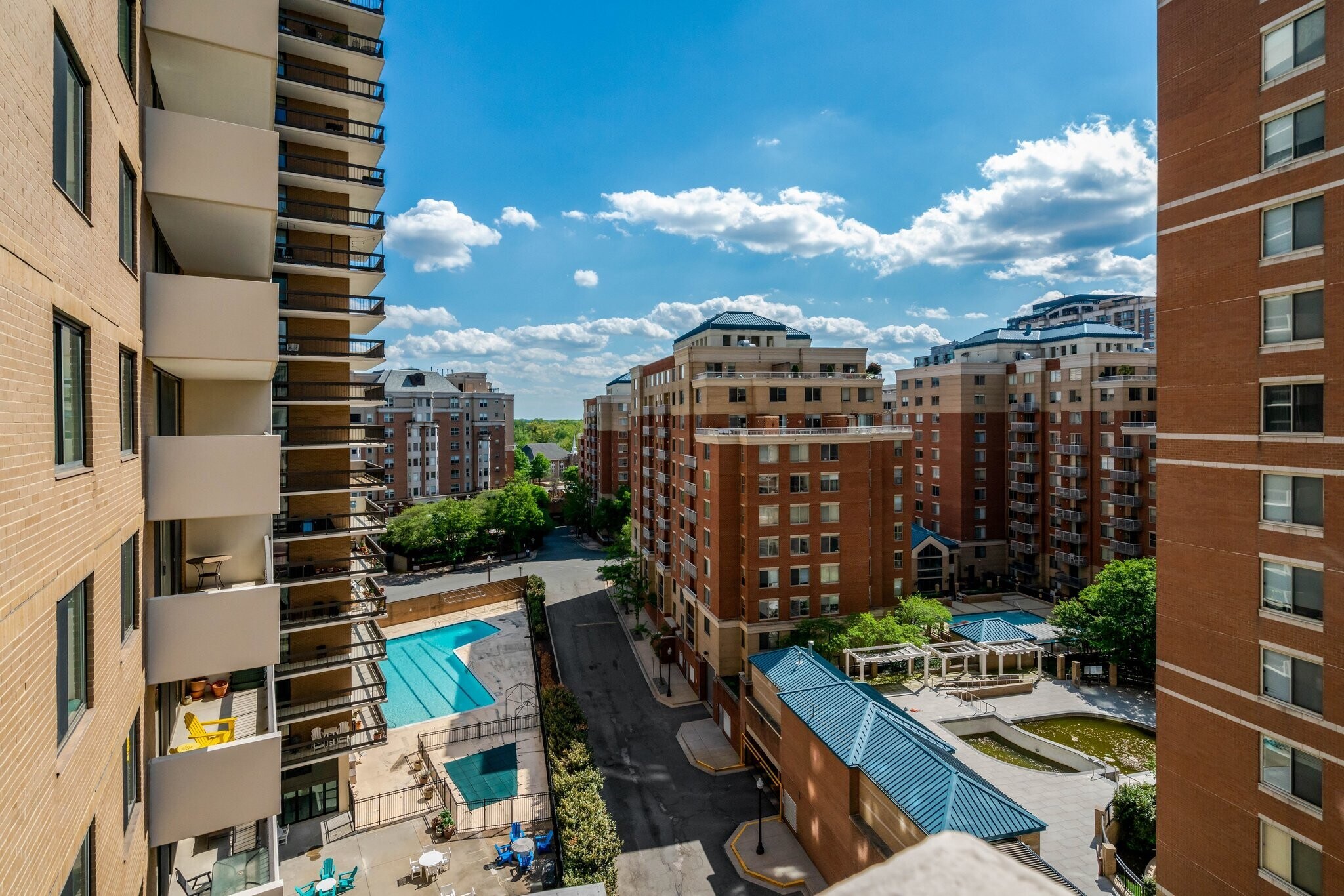 View to the South from Balcony - Pool is to the Left - 3800 Fairfax Dr
