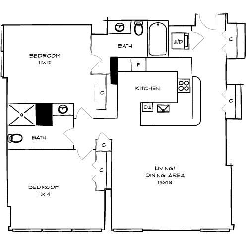 Floorplan - Park Towne Place Apartments