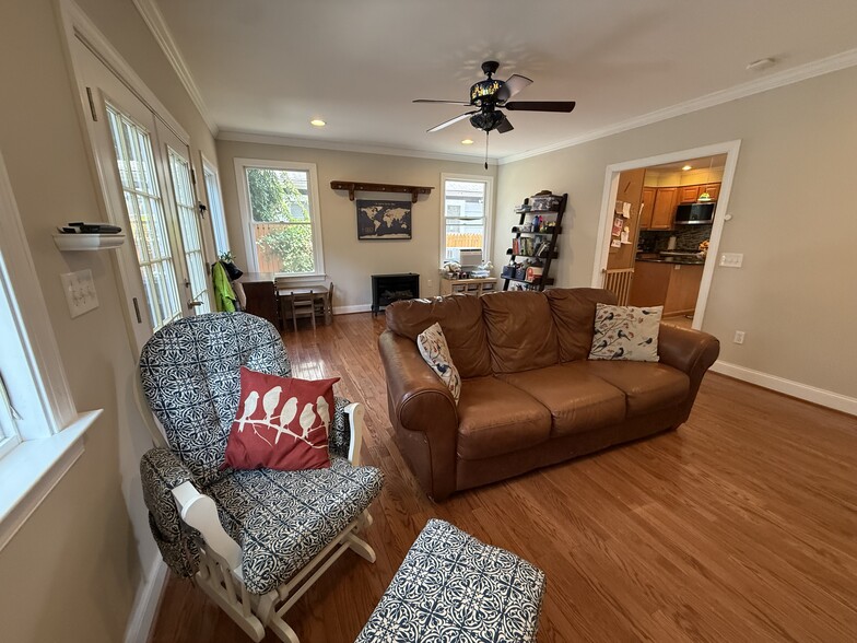 Family room, ceiling fan and entrance to kitchen - 5715 7th St N