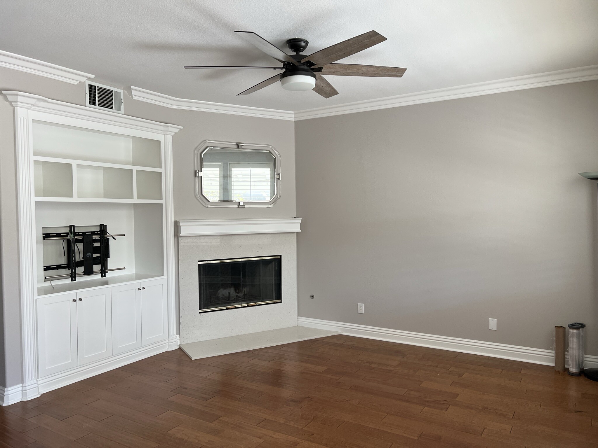 Family room with fireplace and wall mount for flat screen - 24040 Dandelion Ln