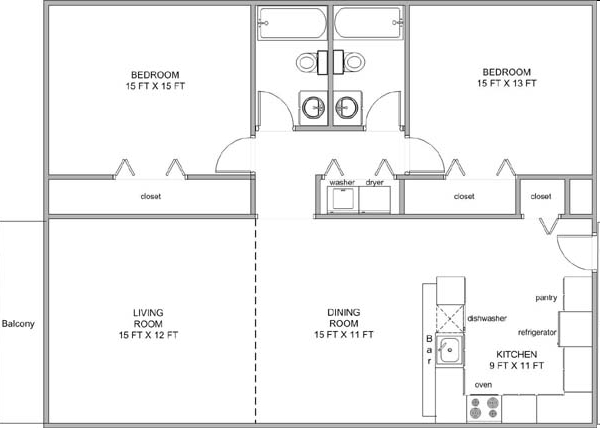 2BR/2BA - River Rain Apartments