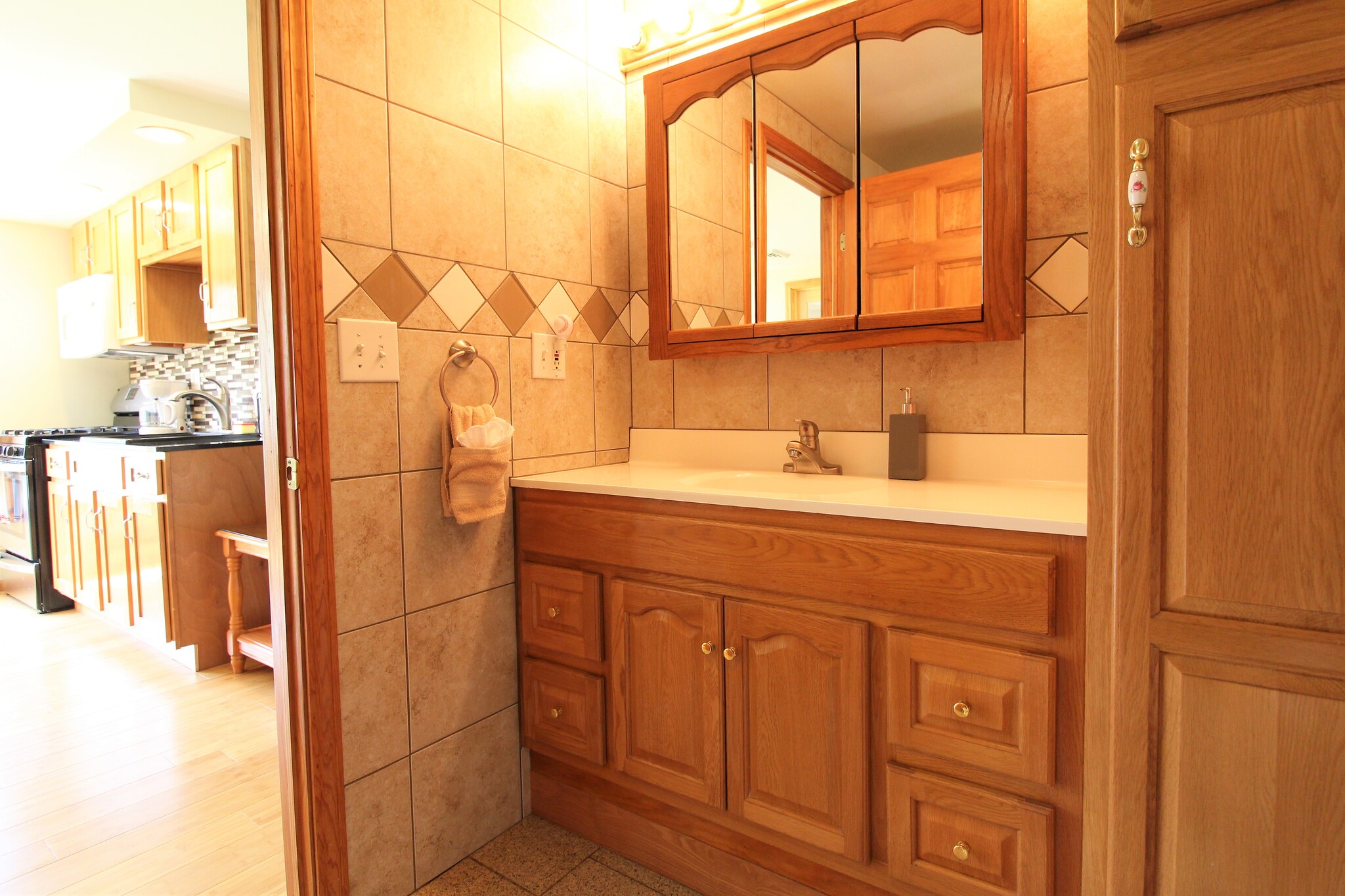 Fully tiled, modern bathroom - 2820 NY-28