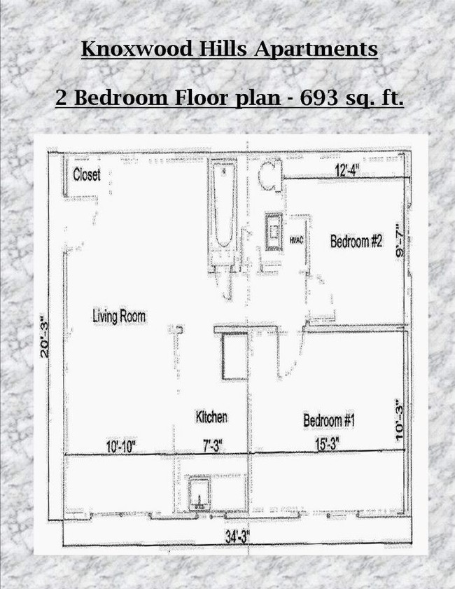 2 bedroom Floor Plan - Gardens at Knoxwood