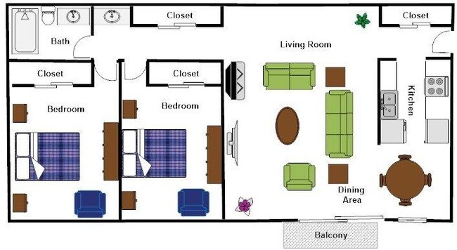 2 Bedroom Floorplan - Burning Tree West