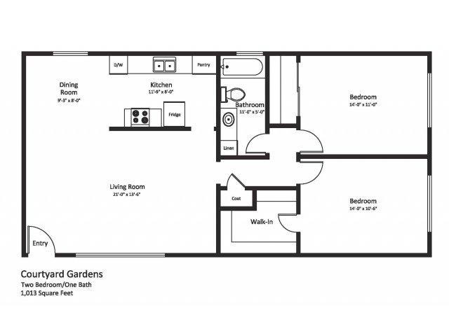 2BR/1BA - Courtyard Gardens