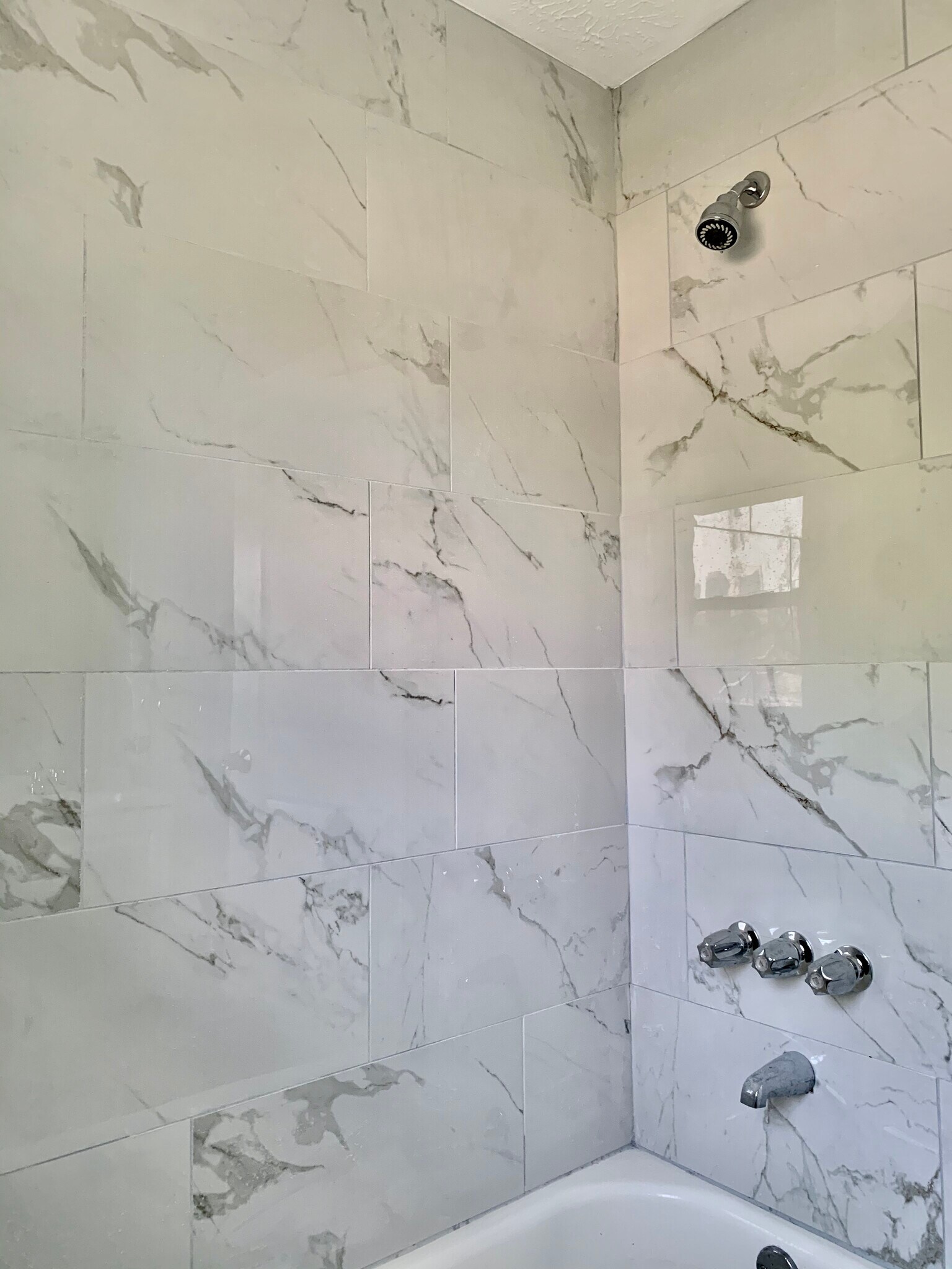 All grey and white bathroom renovation - 2620 Tuam St