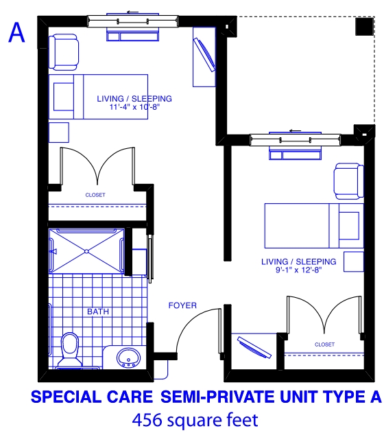 Special Care Semi-Private Unit Type A - Patriots Landing Independent/Assisted Living