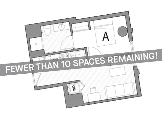 1x1 B - Fewer than 10 Spaces Remaining! - Student | Rise at Riverfront Crossings