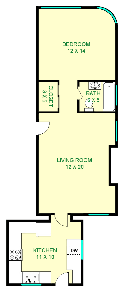 Trillium One Bedroom Floorplan - The Mirabella