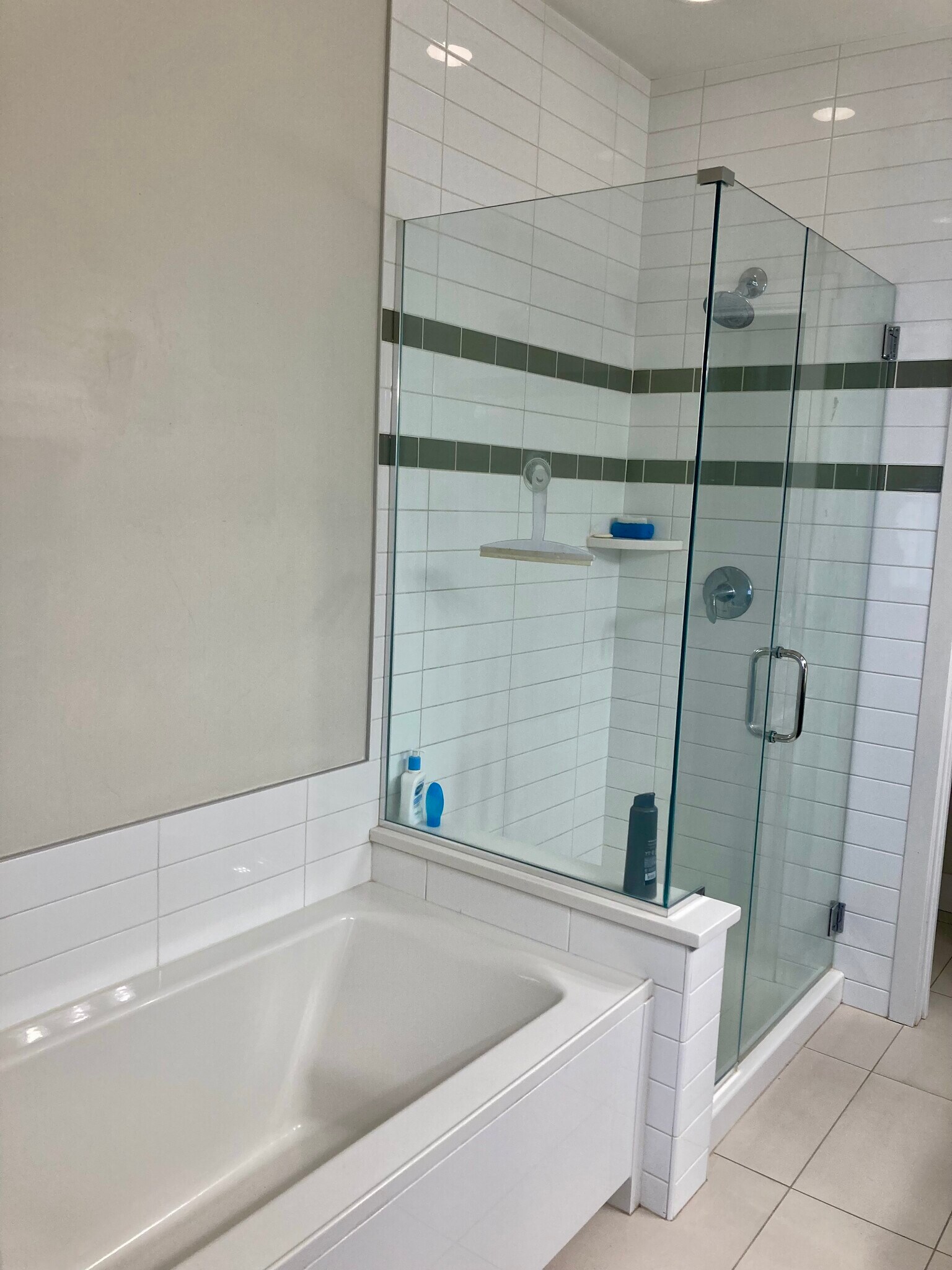 Glass shower & full-size tub - 2153 N Downing St