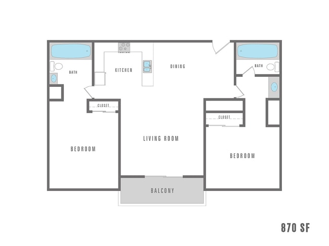 2 Bedroom 2 Bath - 870 SF - Siena