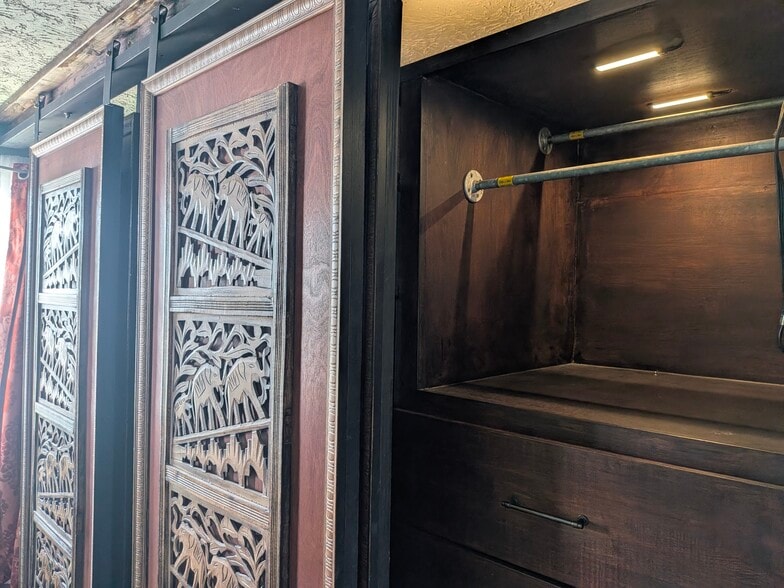 Custom cabinet barn doors and hardwood storage - 2854 S Meade St