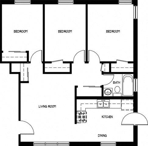 3 Bedroom - Hillcrest Apartments