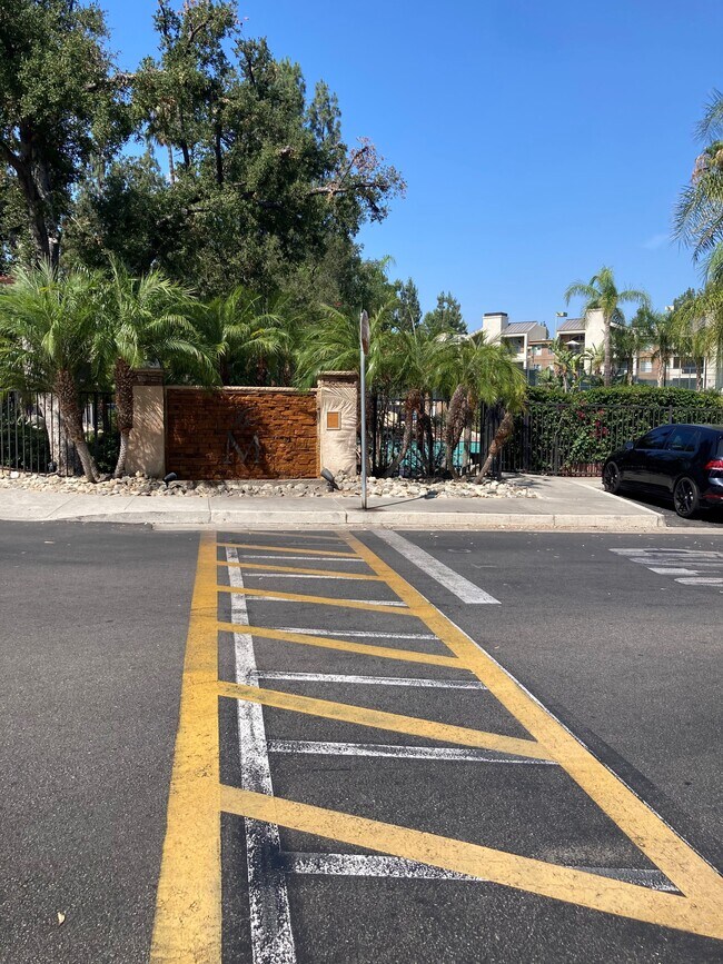 water fountain in front of main pool - 5535 Canoga Ave