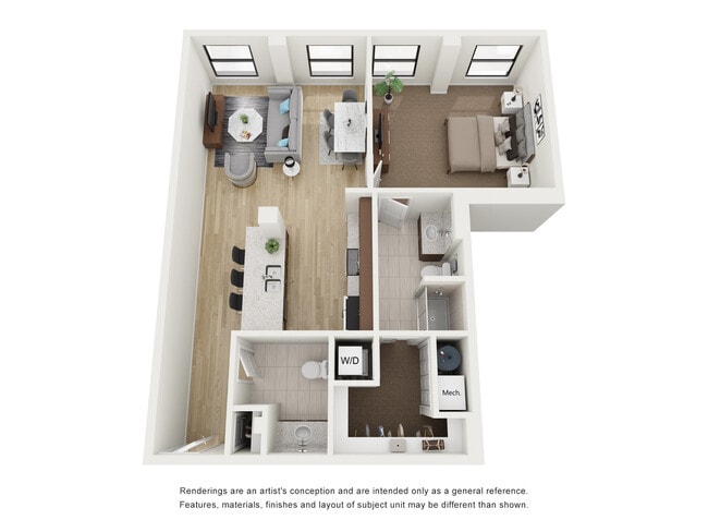 1x1.5 D - Residences at 150 Bagley