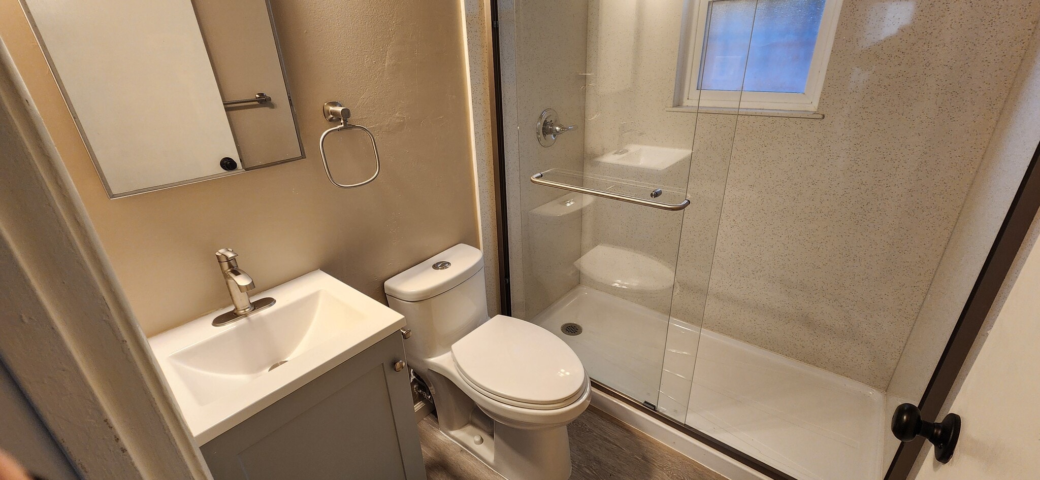 Brand new walk in shower, toilet, vanity, and LVP floor - 2421 Damuth St