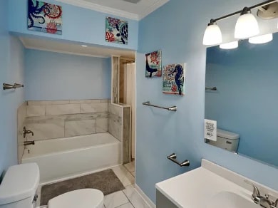 Hall Bathroom - Walk-in Shower, Tub - 411 Monroe Ave