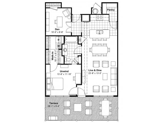 1 BR + Den Terrace - Lofts at Union Hill