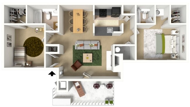 Cross Court - 2B2B - 936 Sq Ft - Muscovy 3D Furn.jpg - Greens at Cross Court