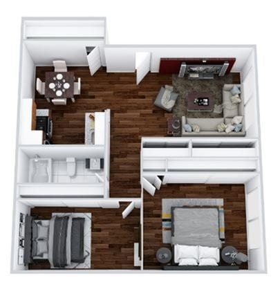 2 Bedroom 1 Bath - The Flats at Gum Drive