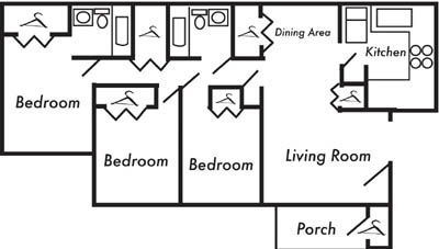 3BR/2BA - Four Seasons Apartments