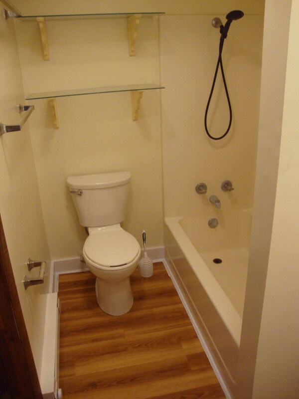 Bathroom stool and tub/shower. - 441 White Ln