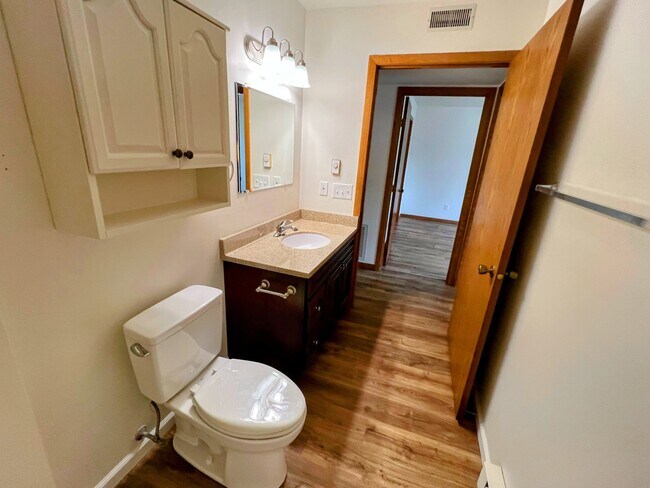 updated flooring, modern fixtures, and easy access from the hallway - 213 Ash Street