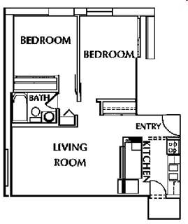 2BR/1BA Floor Plan - Johnson Legacy Apartments