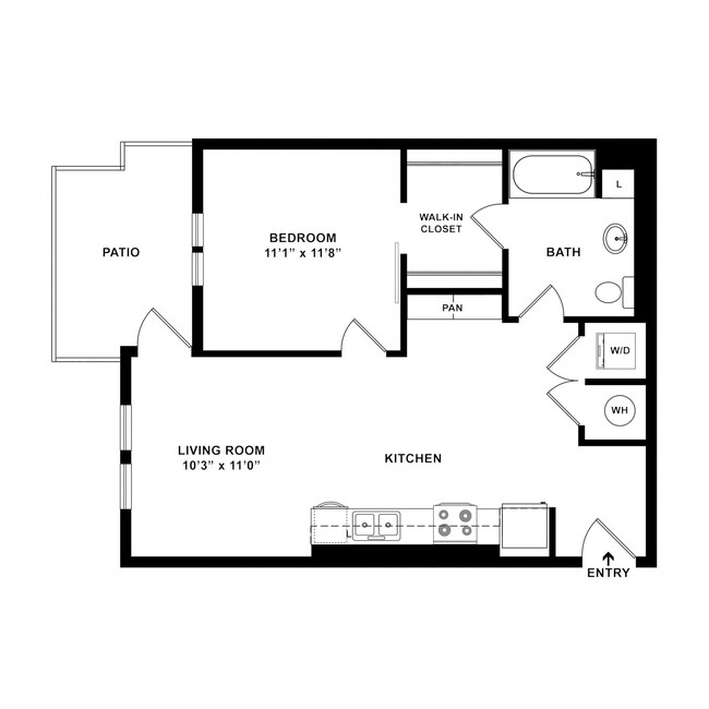 Sawtooth, 1 bed x 1 bath, 674 sq. ft. - Cortland South Meridian