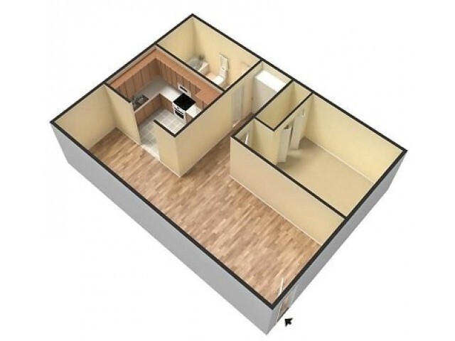 Embassy 1bd floor plan 3D - King's Apartments