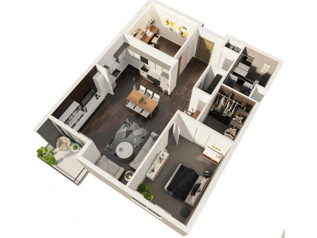 One Bedroom One Bath with Den - Uptown