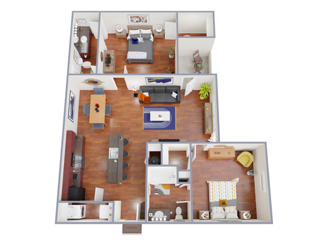 B2140 Floorplan: 2 Bedroom, 2 Bathroom - Island Villa