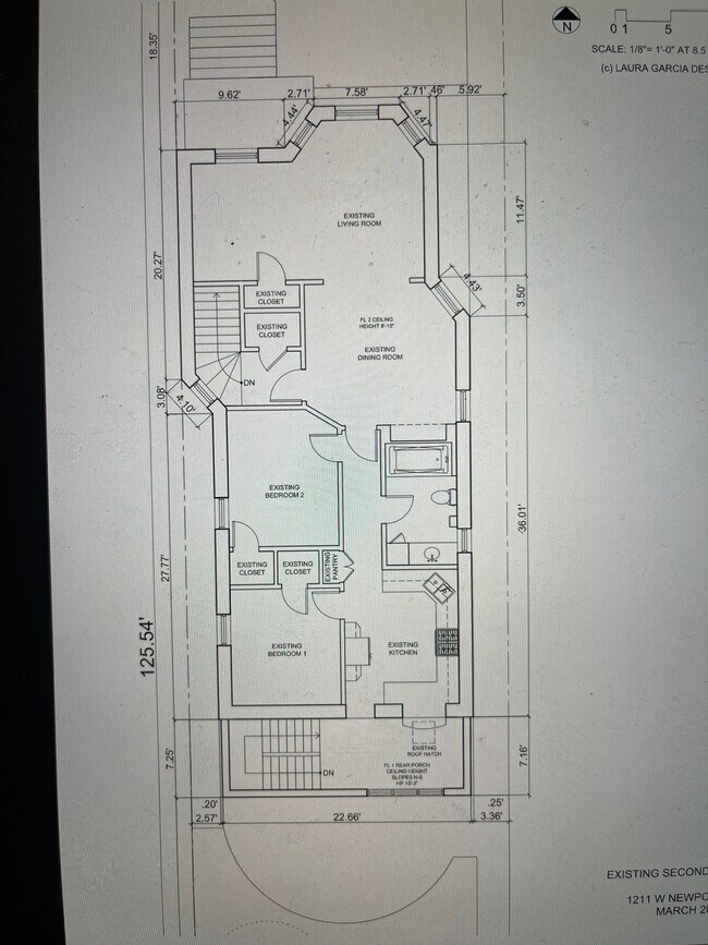 Detailed layout and measurements - 1211 W Newport Ave
