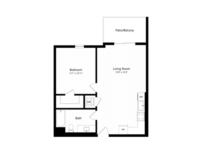 A - 1x1 floor plan THE CHARLIE SM YALE - THE CHARLIE SM YALE