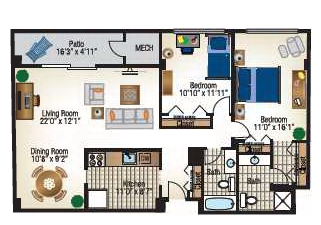 2BR/2BA - Sheffield House Apartments