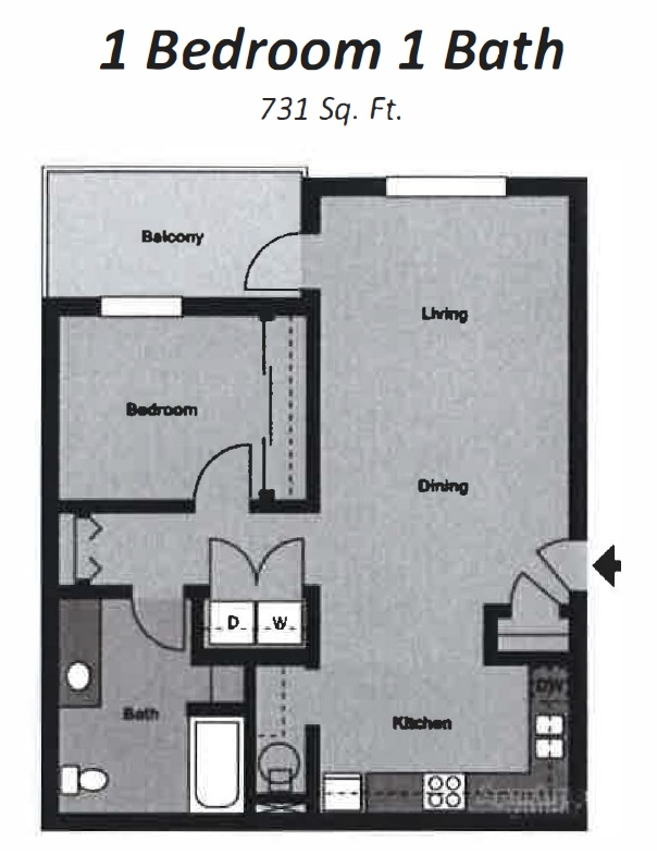 1Bd 731 sqft - 1st Street.jpg - 1st Street Apartments