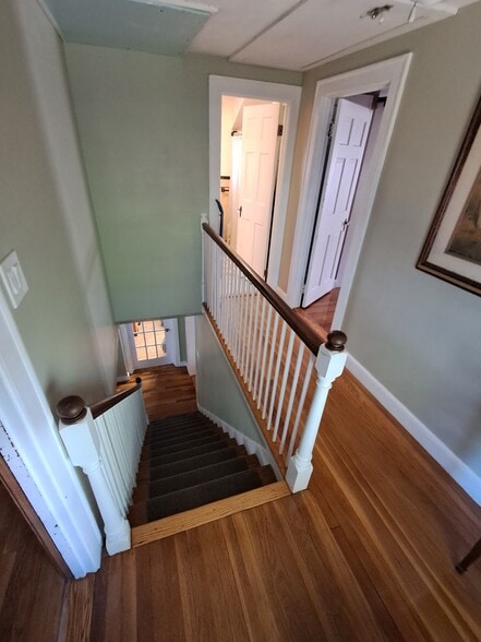 Staircase View from 2nd Floor (Leads to Living Room, Bedroom/Office & Kitchen) - 128 Trenton St