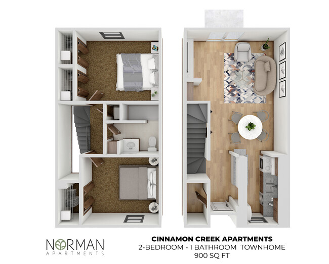 2 Bed 1 Bath 900 sft - Springfield Apartments